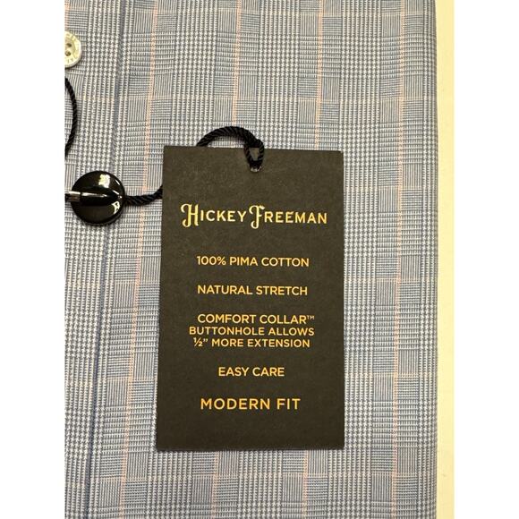 15.5 34/35 Hickey Freeman Modern Fit Easy Care Purple Checkered Dress Shirt NWT - Picture 4 of 9